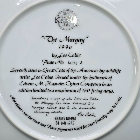 Margay Cat Collectible Plate Great Cats Bradford Exch Knowles China PD88 - Picture 4 of 5
